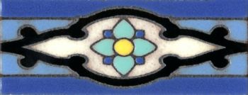 2.3x6” Shiraz Liner deco gloss-Blue tile pattern