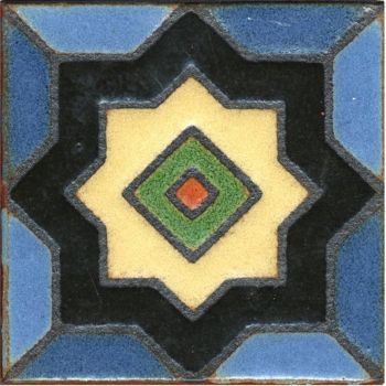 3.6x3.6” Boxwood Dot deco satin-Blue tile