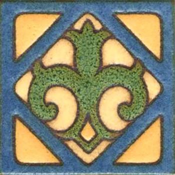 3x3” Fleur Dot deco satin-Blue tile