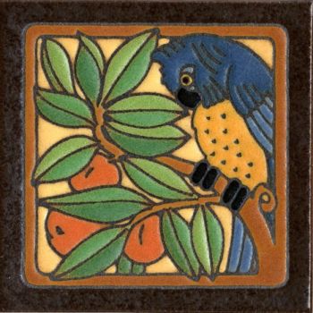6x6” Parrot Blue right deco satin-Classic tile