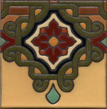 Rialto deco satin-Burgundy 6x6” tile pattern