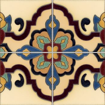 Loggia  deco satin-Cream  (4 Tile Repeat) 12x12” tile pattern