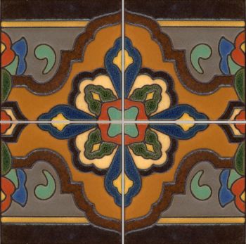 Loggia  deco satin-Rust  (4 Tile Repeat)  12x12” tile pattern