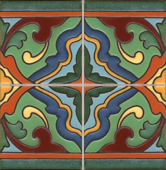 Presidio deco satin-Burgundy (4 Tile repeat) 12x12” tile pattern
