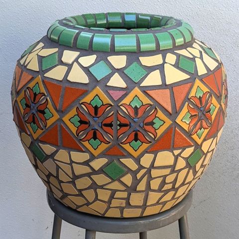 Yellow Lily Mosaic Pot