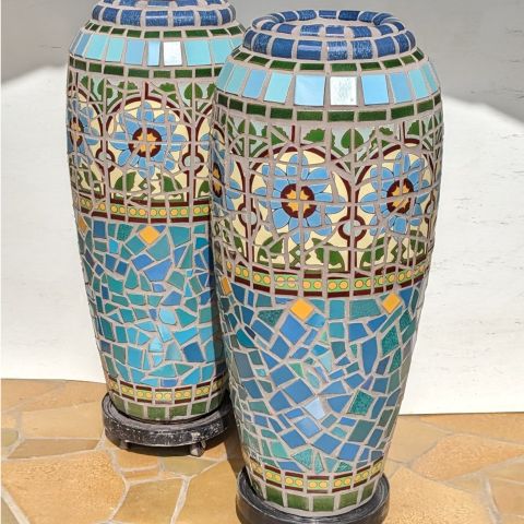 Blue Springfield Mosaic Urns